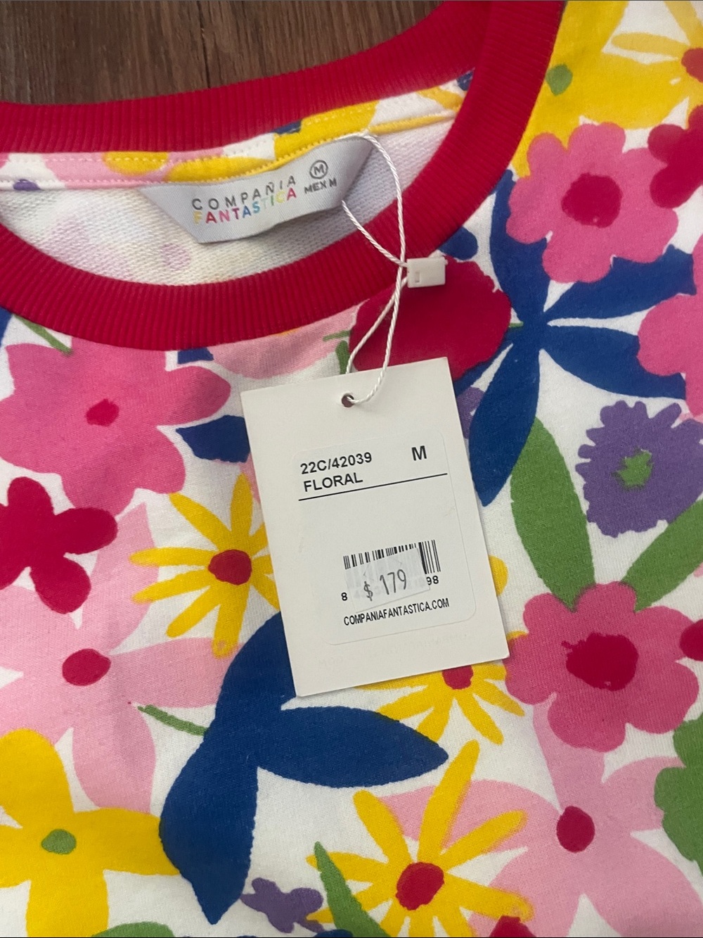 COMPAÑIA FANTASTICA Midi floral dress with pink elastic waist,Sz.M!NWT - Picture 8 of 11
